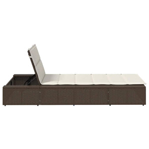 Ξαπλώστρα με πλωτό μαξιλάρι Brown Poly Rattan - Pakobazaar