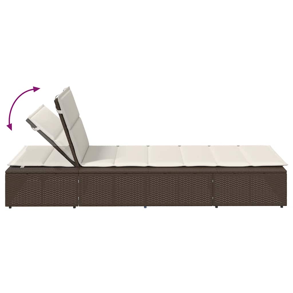 Ξαπλώστρα με πλωτό μαξιλάρι Brown Poly Rattan - Pakobazaar