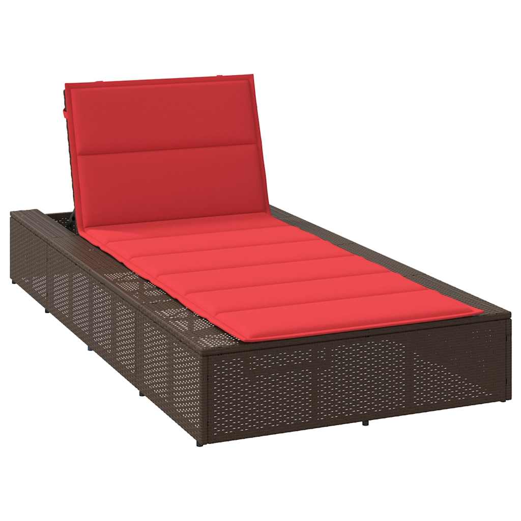 Ξαπλώστρα με πλωτό μαξιλάρι Brown Poly Rattan