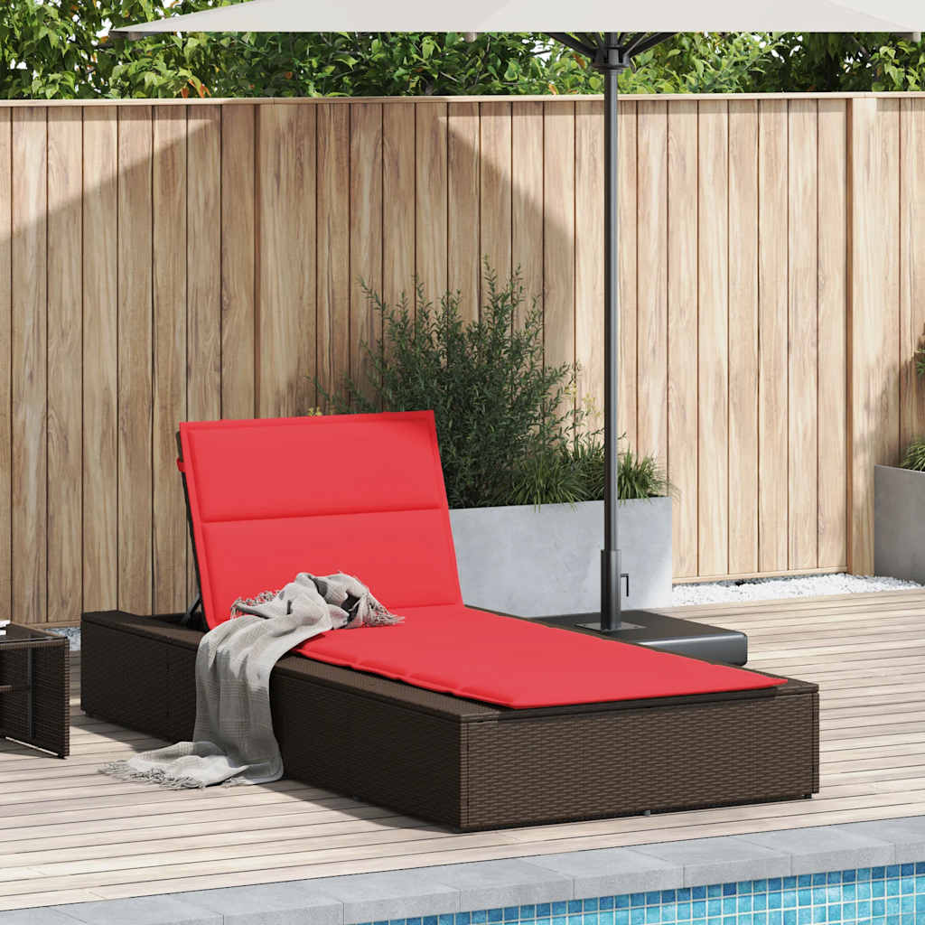 Ξαπλώστρα με πλωτό μαξιλάρι Brown Poly Rattan
