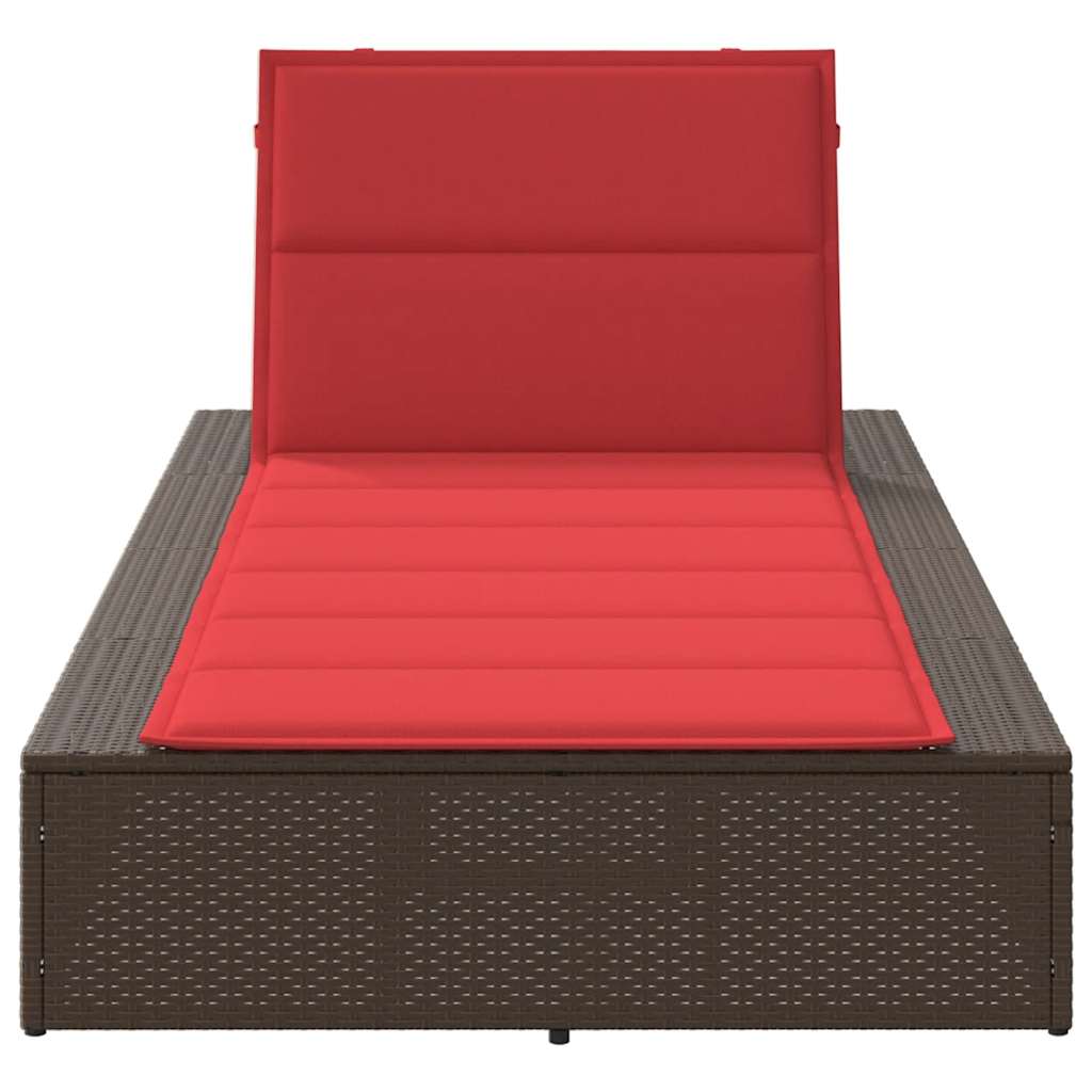 Ξαπλώστρα με πλωτό μαξιλάρι Brown Poly Rattan