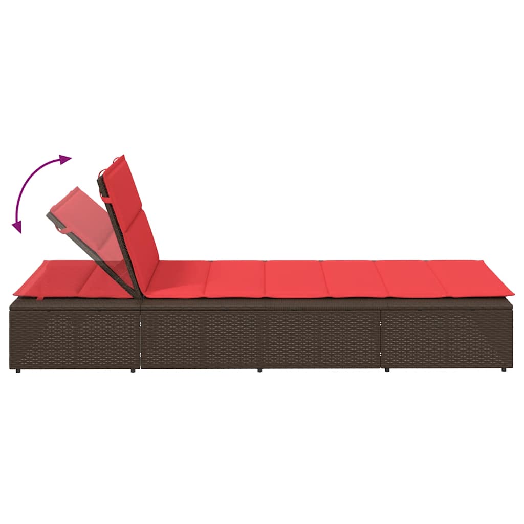 Ξαπλώστρα με πλωτό μαξιλάρι Brown Poly Rattan