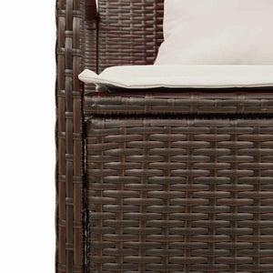 Πάγκος αποθήκευσης κήπου με μαξιλάρι Brown Poly Rattan - Pakobazaar