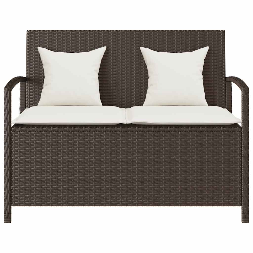 Πάγκος αποθήκευσης κήπου με μαξιλάρι Brown Poly Rattan - Pakobazaar