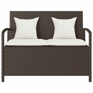 Πάγκος αποθήκευσης κήπου με μαξιλάρι Brown Poly Rattan - Pakobazaar