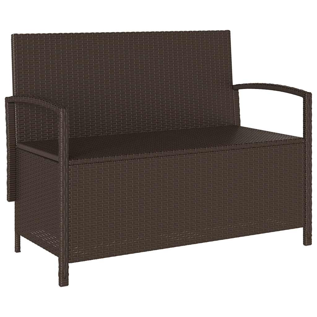 Πάγκος αποθήκευσης κήπου με μαξιλάρι Brown Poly Rattan - Pakobazaar