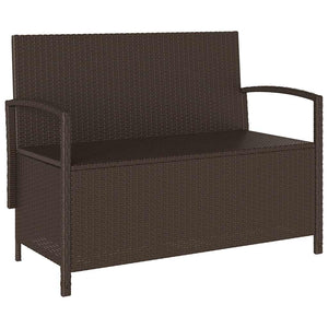 Πάγκος αποθήκευσης κήπου με μαξιλάρι Brown Poly Rattan - Pakobazaar