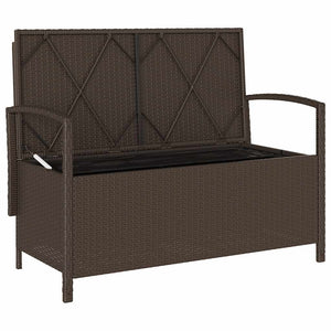 Πάγκος αποθήκευσης κήπου με μαξιλάρι Brown Poly Rattan - Pakobazaar