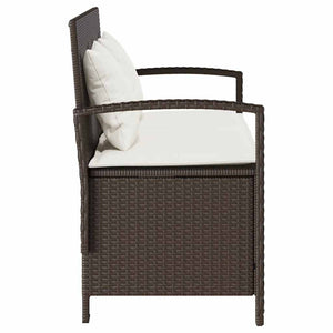 Πάγκος αποθήκευσης κήπου με μαξιλάρι Brown Poly Rattan - Pakobazaar