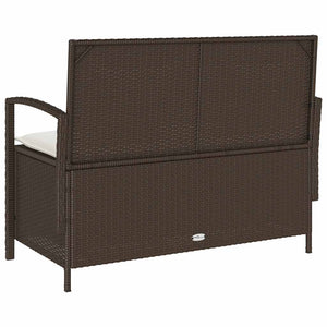 Πάγκος αποθήκευσης κήπου με μαξιλάρι Brown Poly Rattan - Pakobazaar