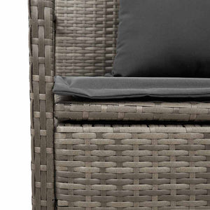 Πάγκος αποθήκευσης κήπου με μαξιλάρι Γκρι Poly Rattan