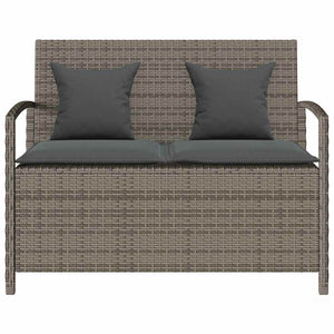 Πάγκος αποθήκευσης κήπου με μαξιλάρι Γκρι Poly Rattan