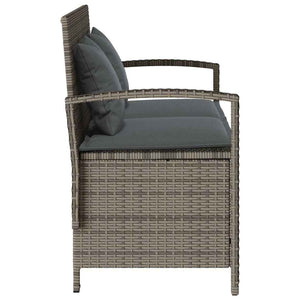 Πάγκος αποθήκευσης κήπου με μαξιλάρι Γκρι Poly Rattan