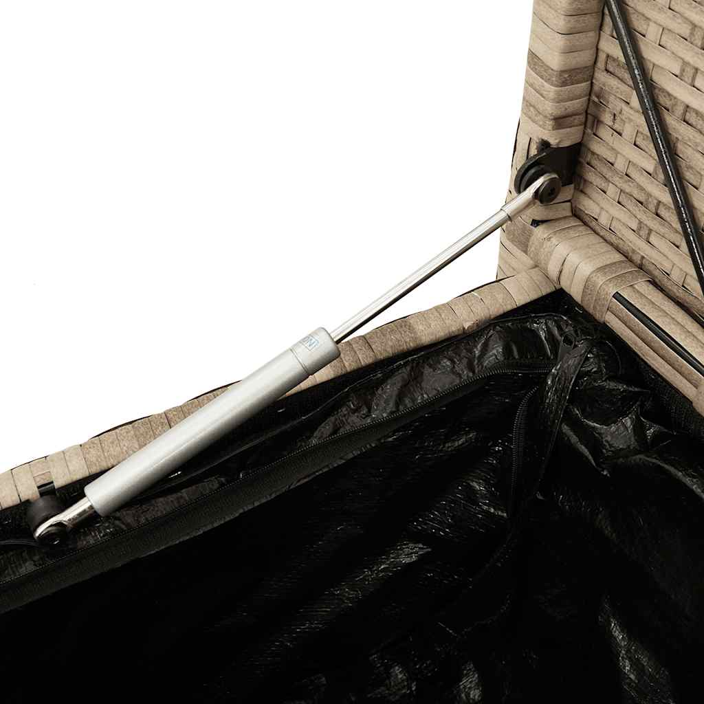 Πάγκος αποθήκευσης κήπου με μαξιλάρι Μπεζ Poly Rattan