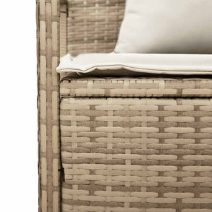 Πάγκος αποθήκευσης κήπου με μαξιλάρι Μπεζ Poly Rattan