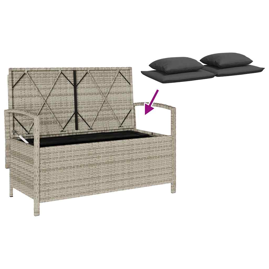 Πάγκος αποθήκευσης κήπου μαξιλάρι ανοιχτό γκρι πολυ μπαστούνι