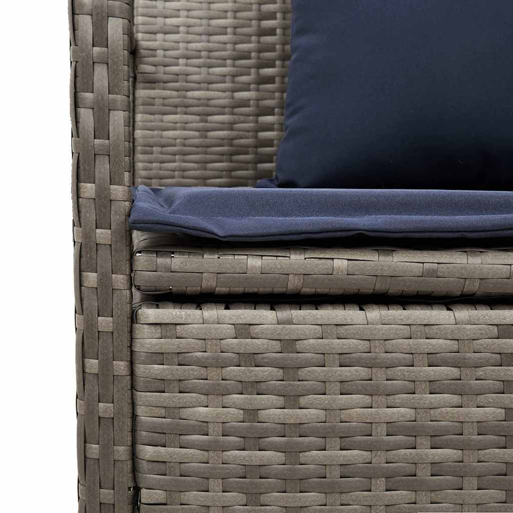 Πάγκος αποθήκευσης κήπου με μαξιλάρι Γκρι Poly Rattan - Pakobazaar