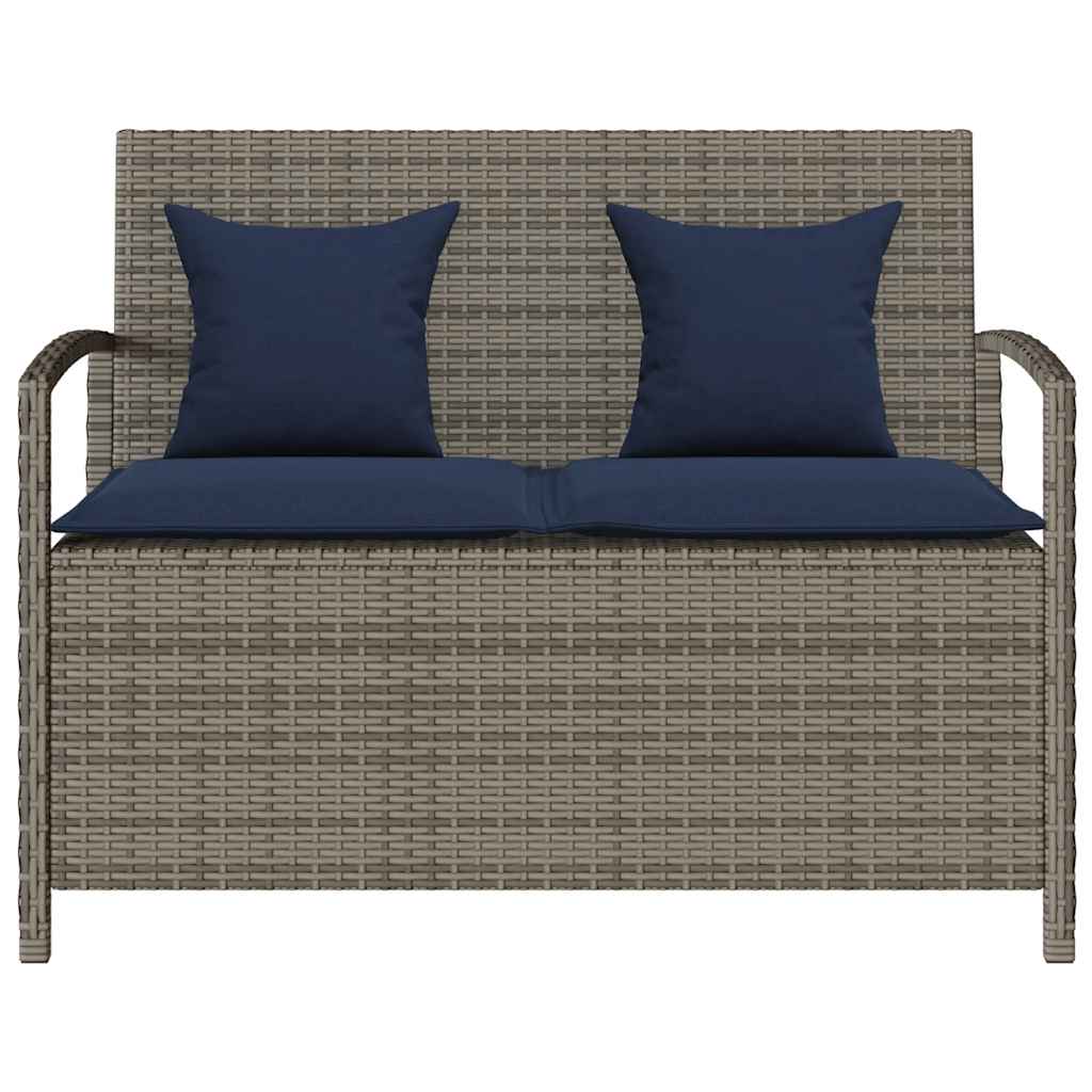 Πάγκος αποθήκευσης κήπου με μαξιλάρι Γκρι Poly Rattan - Pakobazaar