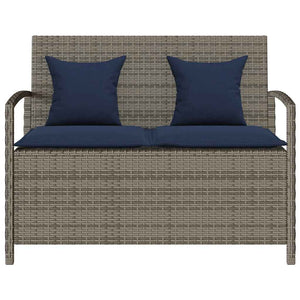 Πάγκος αποθήκευσης κήπου με μαξιλάρι Γκρι Poly Rattan - Pakobazaar