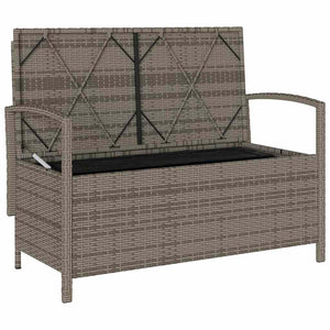 Πάγκος αποθήκευσης κήπου με μαξιλάρι Γκρι Poly Rattan - Pakobazaar