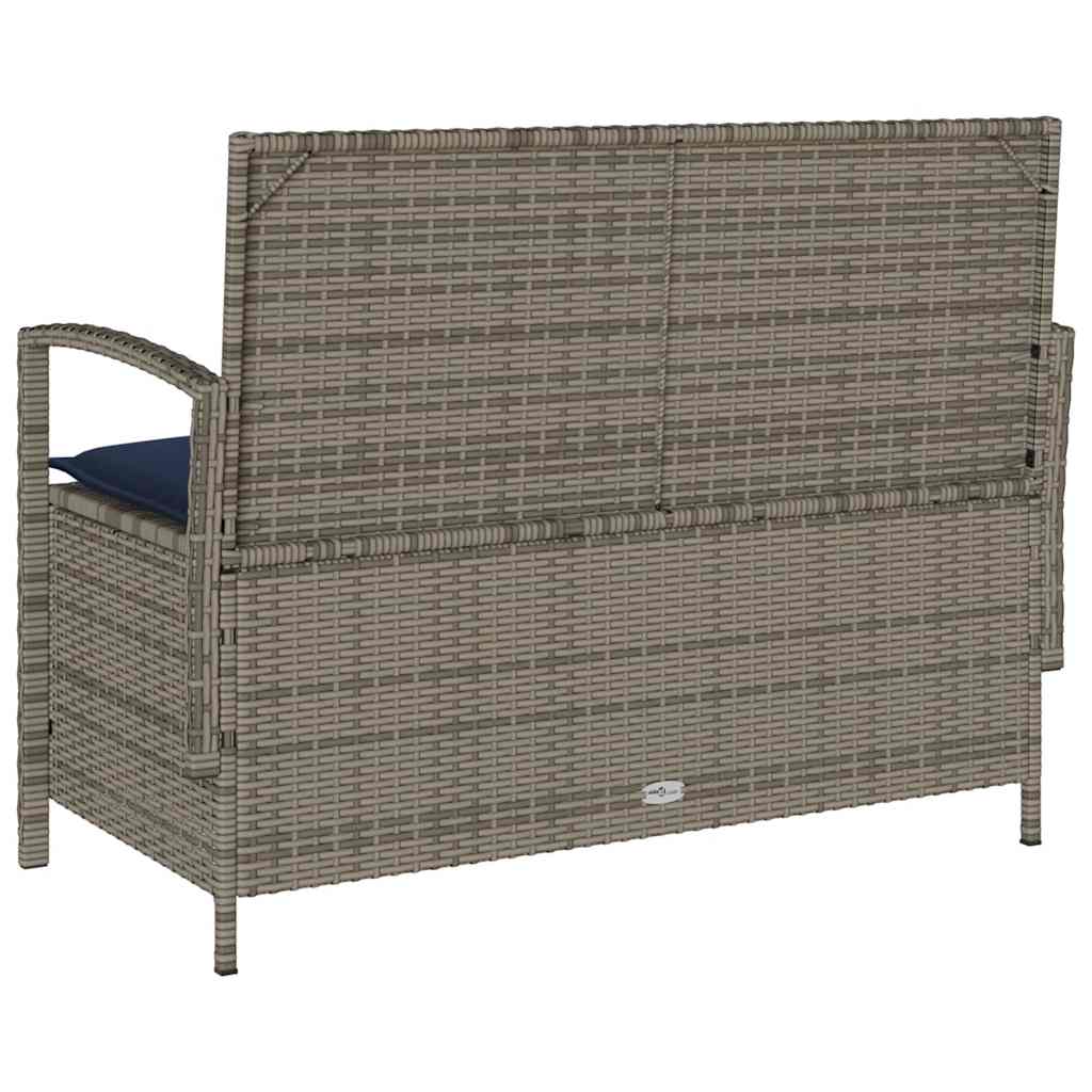 Πάγκος αποθήκευσης κήπου με μαξιλάρι Γκρι Poly Rattan - Pakobazaar