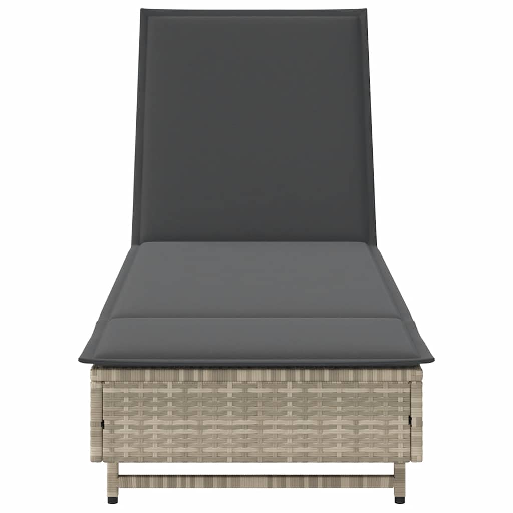 Ξαπλώστρα Αν. Γκρι από Συνθετικό Ρατάν με Τροχούς/Μαξιλάρια