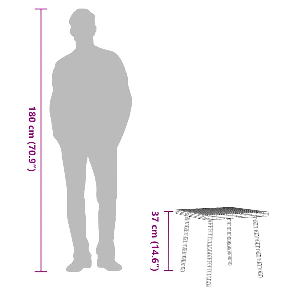 Κήπος Τραπεζάκι σαλονιού ορθογώνιο γκρι 40x40x37 cm Poly Rattan