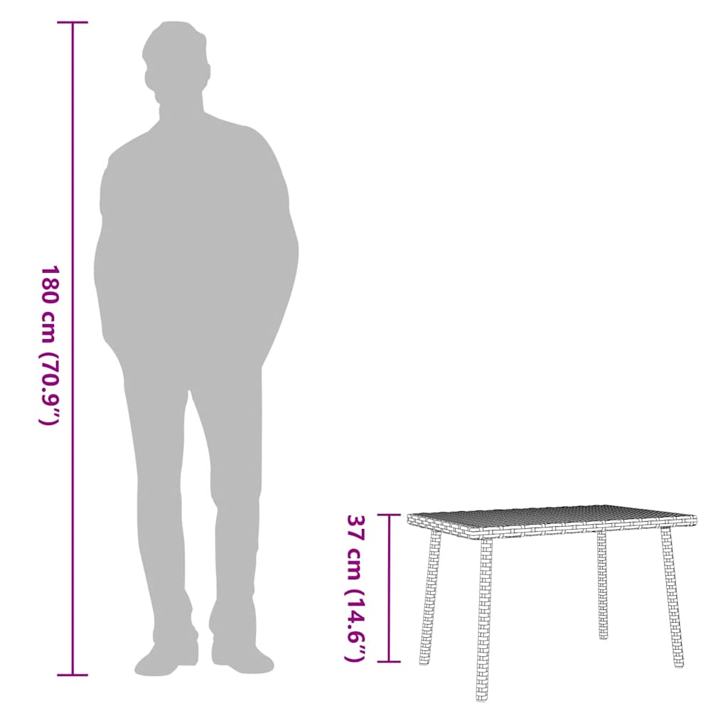 Κήπος Τραπεζάκι σαλονιού ορθογώνιο γκρι 60x40x37 cm Poly Rattan - Pakobazaar