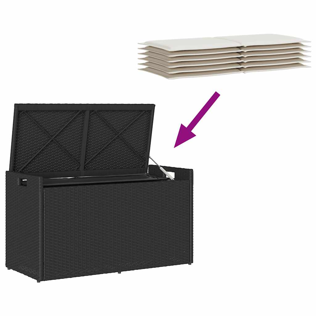 Εξωτερικός πάγκος αποθήκευσης με μαξιλάρι Μαύρο 100 cm