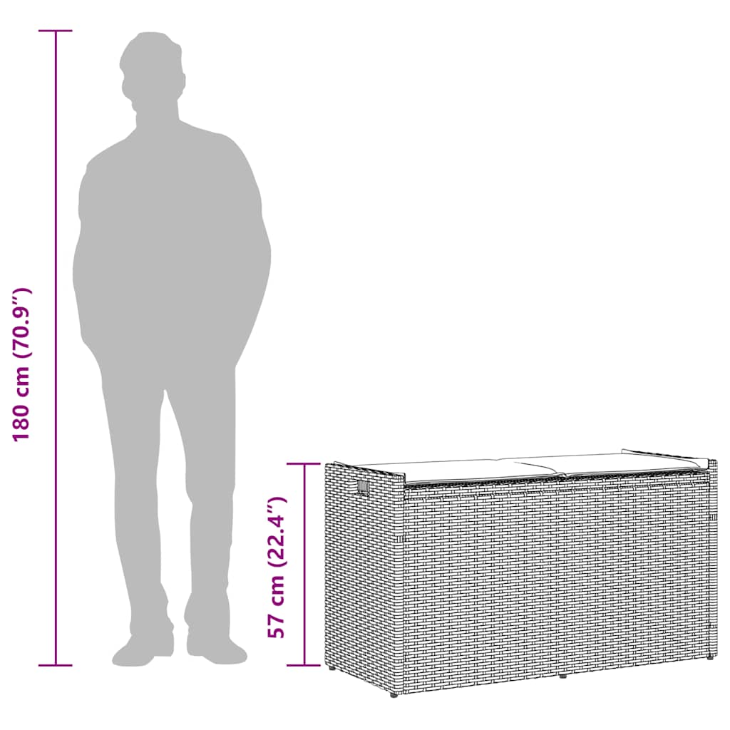 Εξωτερικός πάγκος αποθήκευσης με μαξιλάρι καφέ 100 cm - Pakobazaar