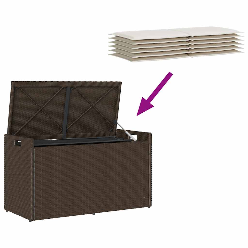 Εξωτερικός πάγκος αποθήκευσης με μαξιλάρι καφέ 100 cm - Pakobazaar