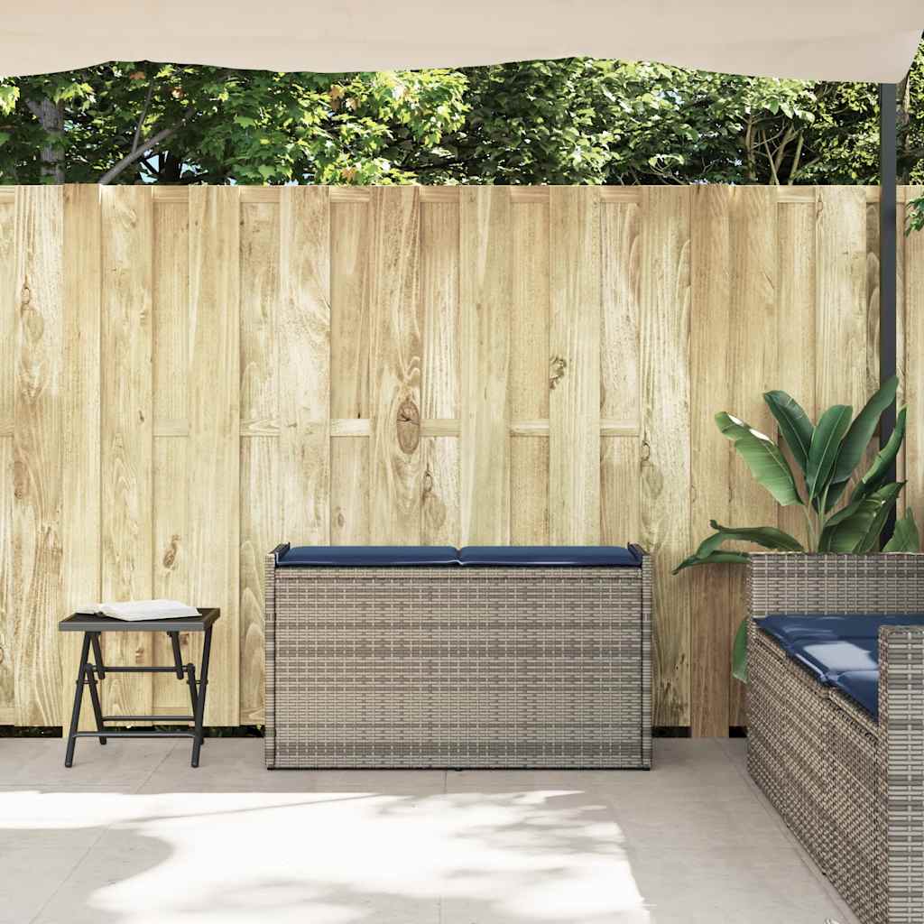 Εξωτερικός πάγκος αποθήκευσης με μαξιλάρι Γκρι 100 cm