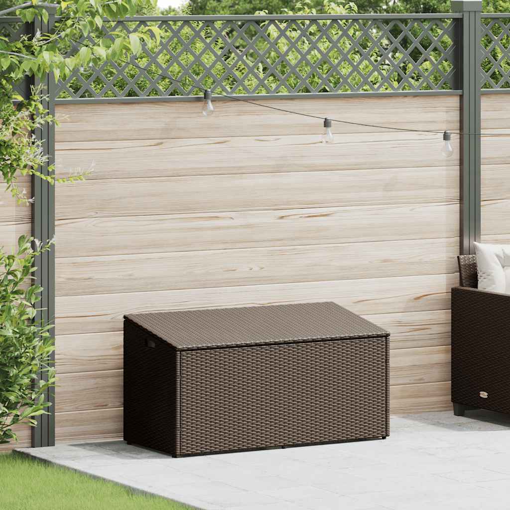 Κήπος κουτί αποθήκευσης καφέ 110x50x58 cm Poly Rattan