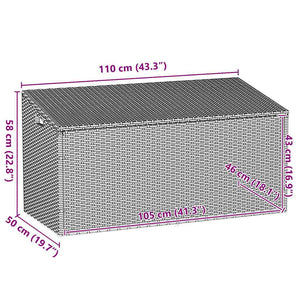 Κήπος κουτί αποθήκευσης καφέ 110x50x58 cm Poly Rattan