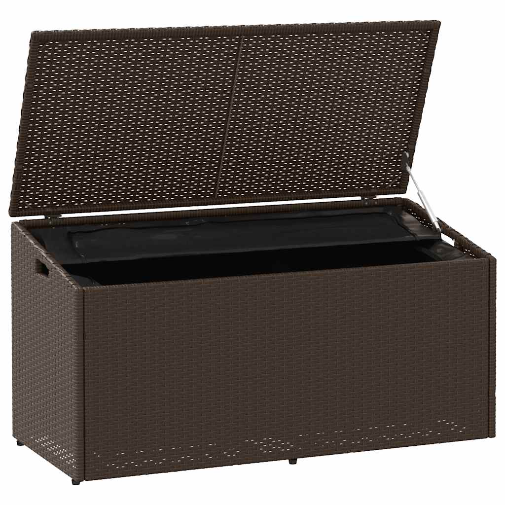 Κήπος κουτί αποθήκευσης καφέ 110x50x58 cm Poly Rattan