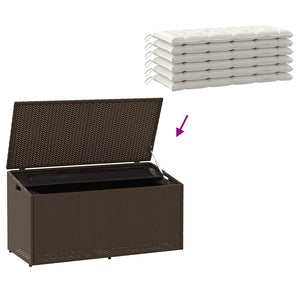 Κήπος κουτί αποθήκευσης καφέ 110x50x58 cm Poly Rattan