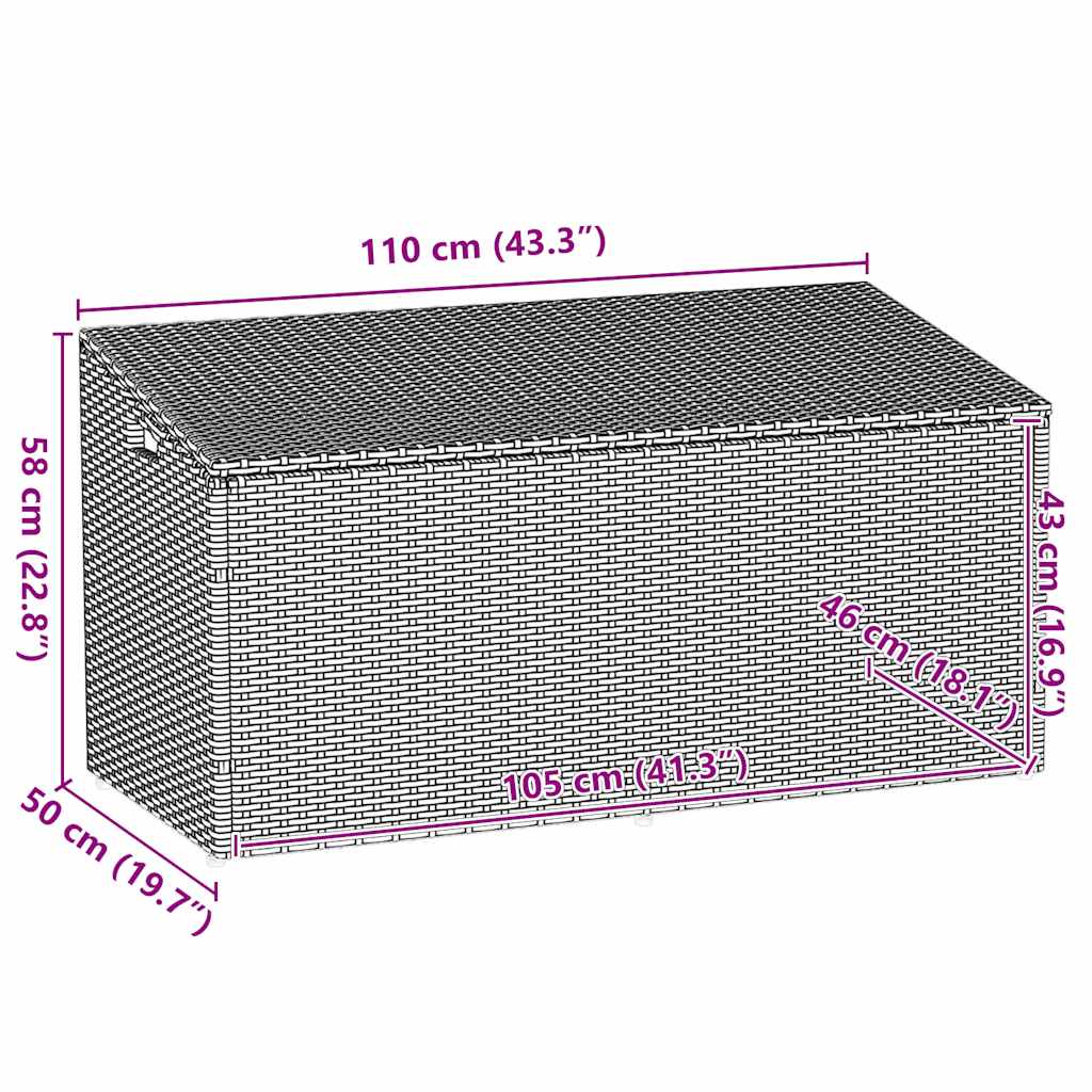 Κουτί Αποθήκευσης Κήπου Μπεζ 110x50x58 εκ. από Συνθετικό Ρατάν