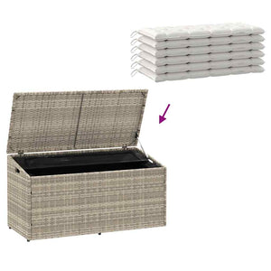 κουτί αποθήκευσης κήπου ανοιχτό γκρι 110x50x58 cm Poly Rattan - Pakobazaar