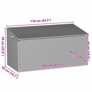 κουτί αποθήκευσης κήπου ανοιχτό γκρι 110x50x58 cm Poly Rattan - Pakobazaar