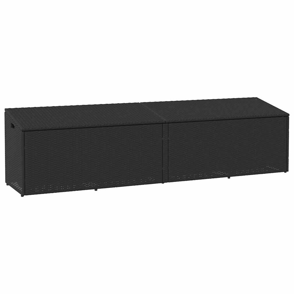 Κουτί Αποθήκευσης Κήπου Μαύρο 220 x 50 x 58 εκ. από Συνθετικό Ρατάν - Pakobazaar