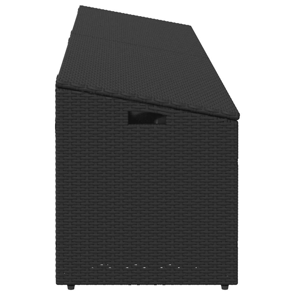 Κουτί Αποθήκευσης Κήπου Μαύρο 220 x 50 x 58 εκ. από Συνθετικό Ρατάν - Pakobazaar