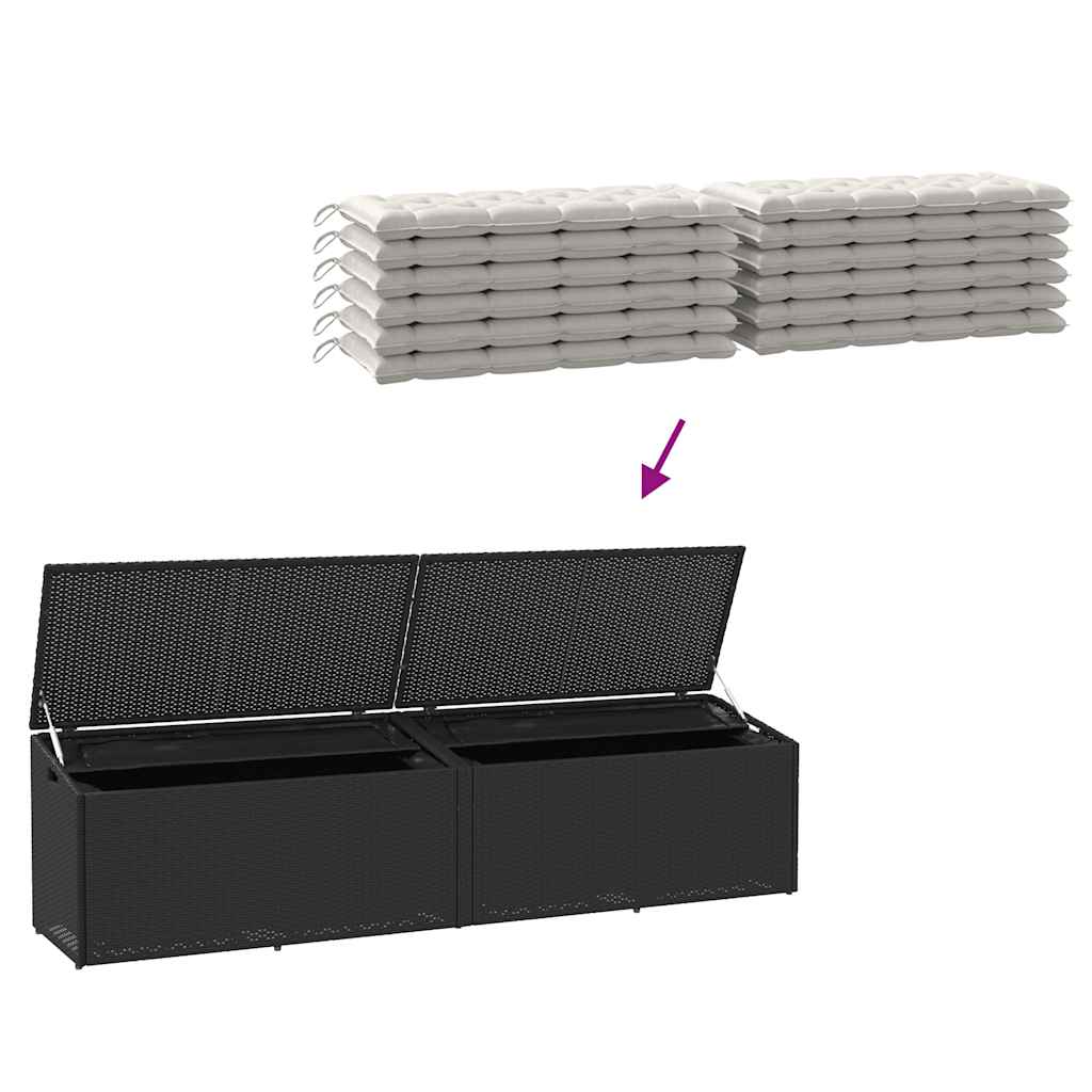 Κουτί Αποθήκευσης Κήπου Μαύρο 220 x 50 x 58 εκ. από Συνθετικό Ρατάν - Pakobazaar