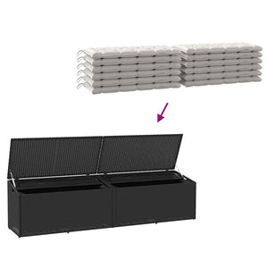 Κουτί Αποθήκευσης Κήπου Μαύρο 220 x 50 x 58 εκ. από Συνθετικό Ρατάν - Pakobazaar
