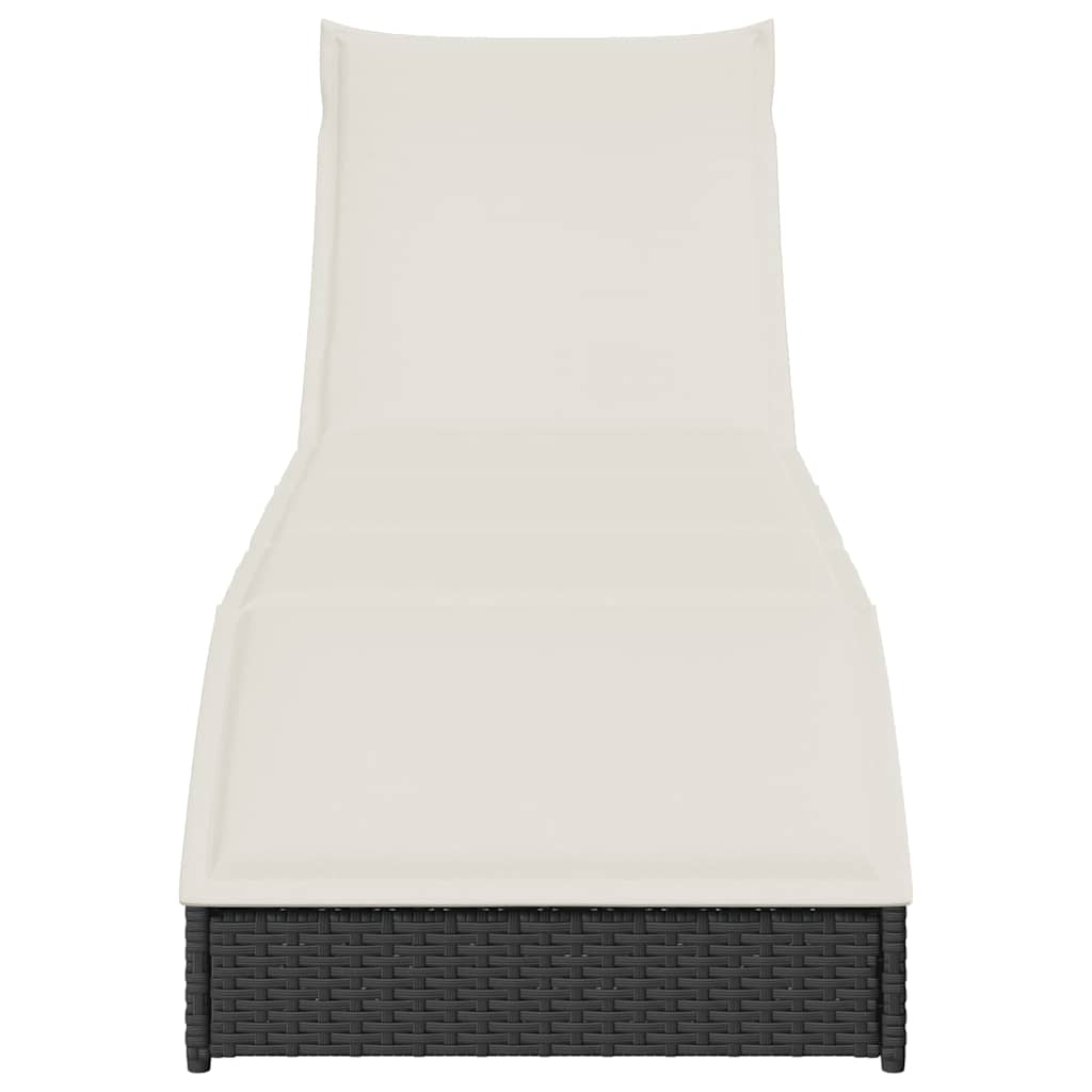 Πτυσσόμενη ξαπλώστρα με μαξιλάρι και αποθήκευση Μαύρο