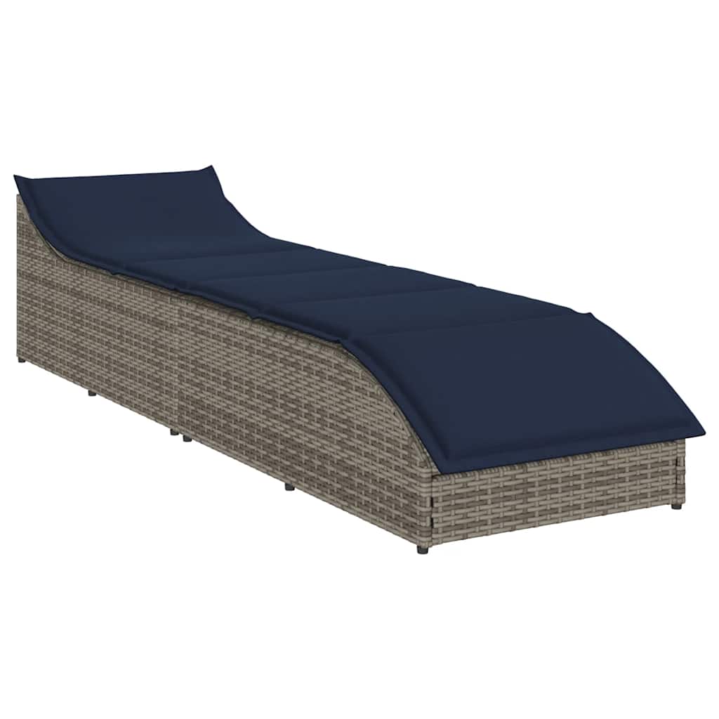 Αναδιπλούμενη ξαπλώστρα με μαξιλάρι και αποθήκευση Γκρι