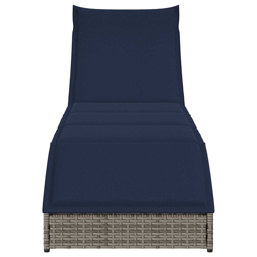 Αναδιπλούμενη ξαπλώστρα με μαξιλάρι και αποθήκευση Γκρι