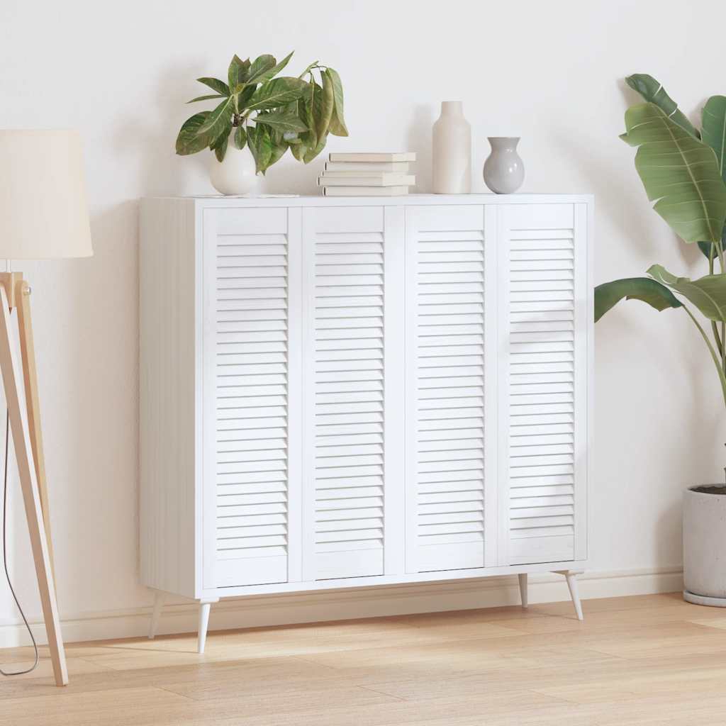 Πόρτες ντουλαπιών Louvred Design 4 τεμάχια Λευκό 99x29,5 cm