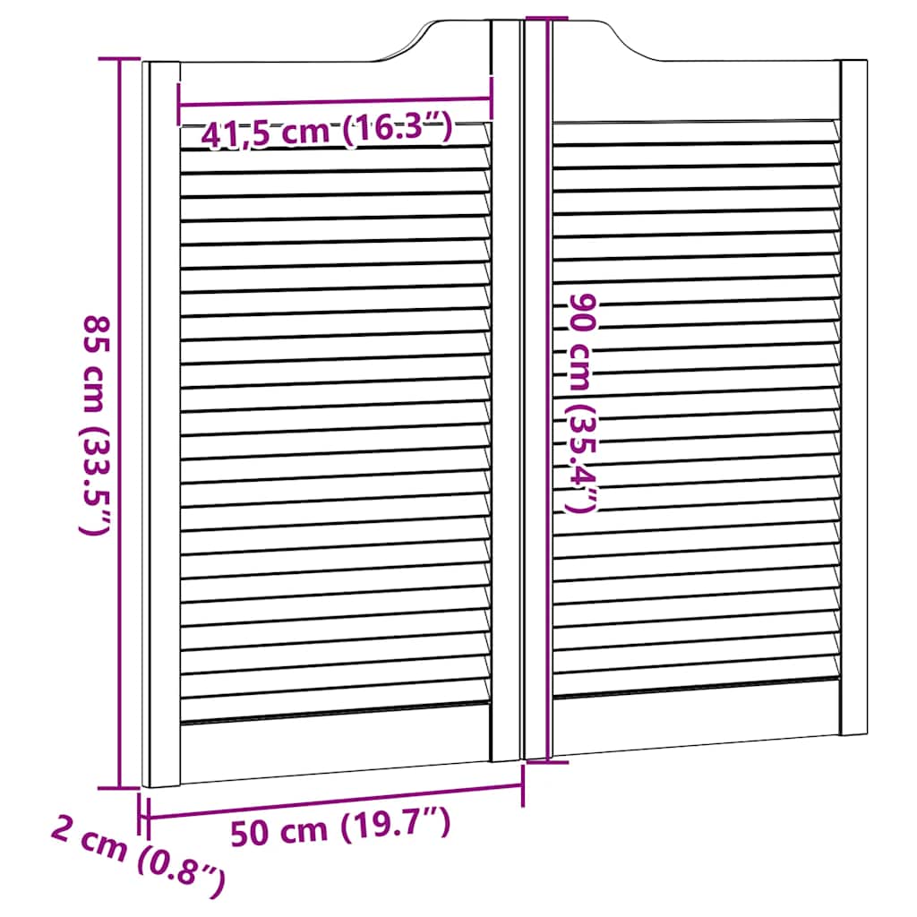 Swing Doors Louvred Design 1-Pair 90x100 cm μασίφ ξύλο πεύκο