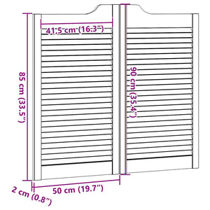 Swing Doors Louvred Design 1-Pair 90x100 cm μασίφ ξύλο πεύκο