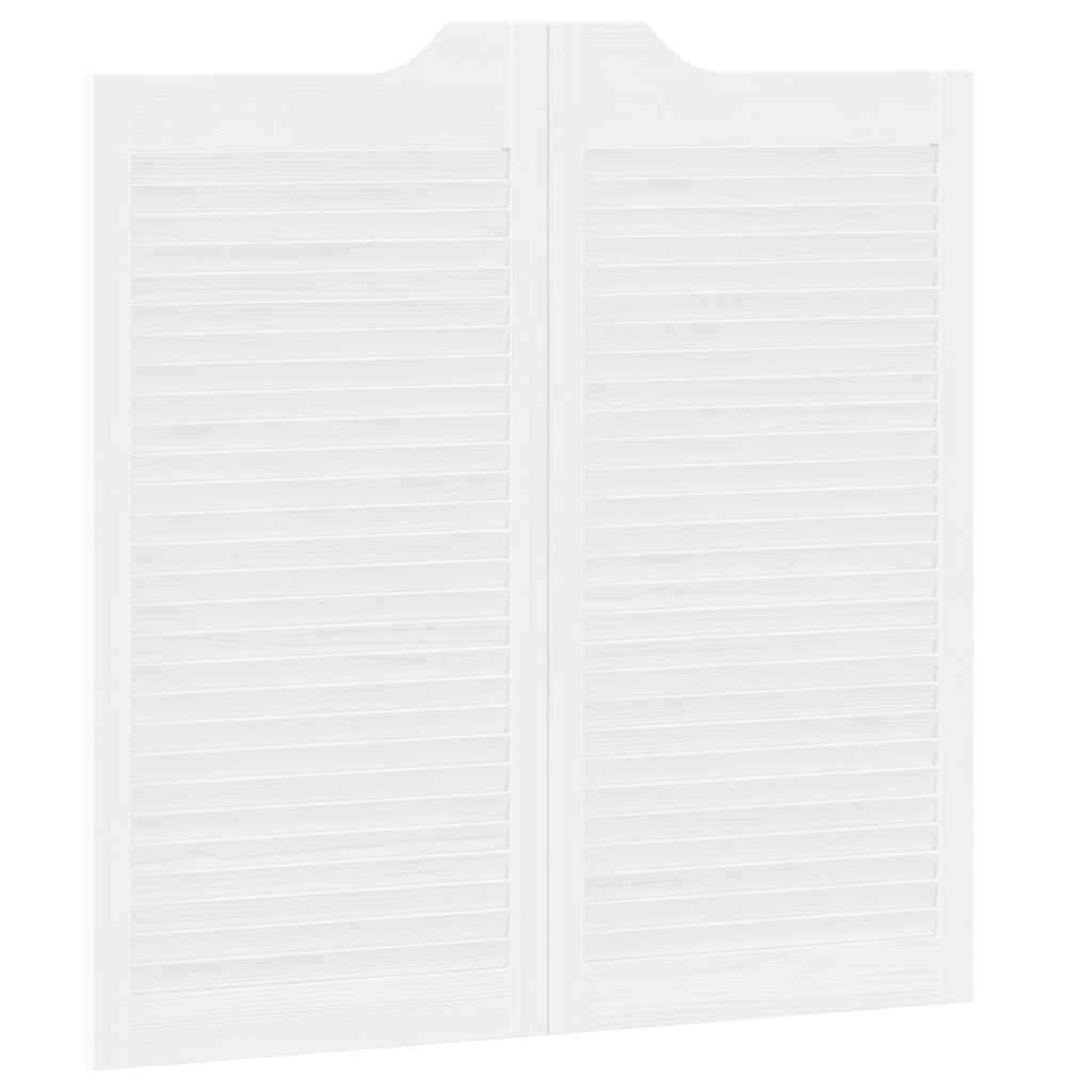 Swing Doors Louvred Design 2 ζευγών Λευκό 100x100 cm